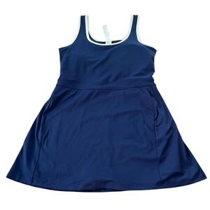 Fabletics Womens Sporty Built in Shorts Navy Blue White Dress Size Large